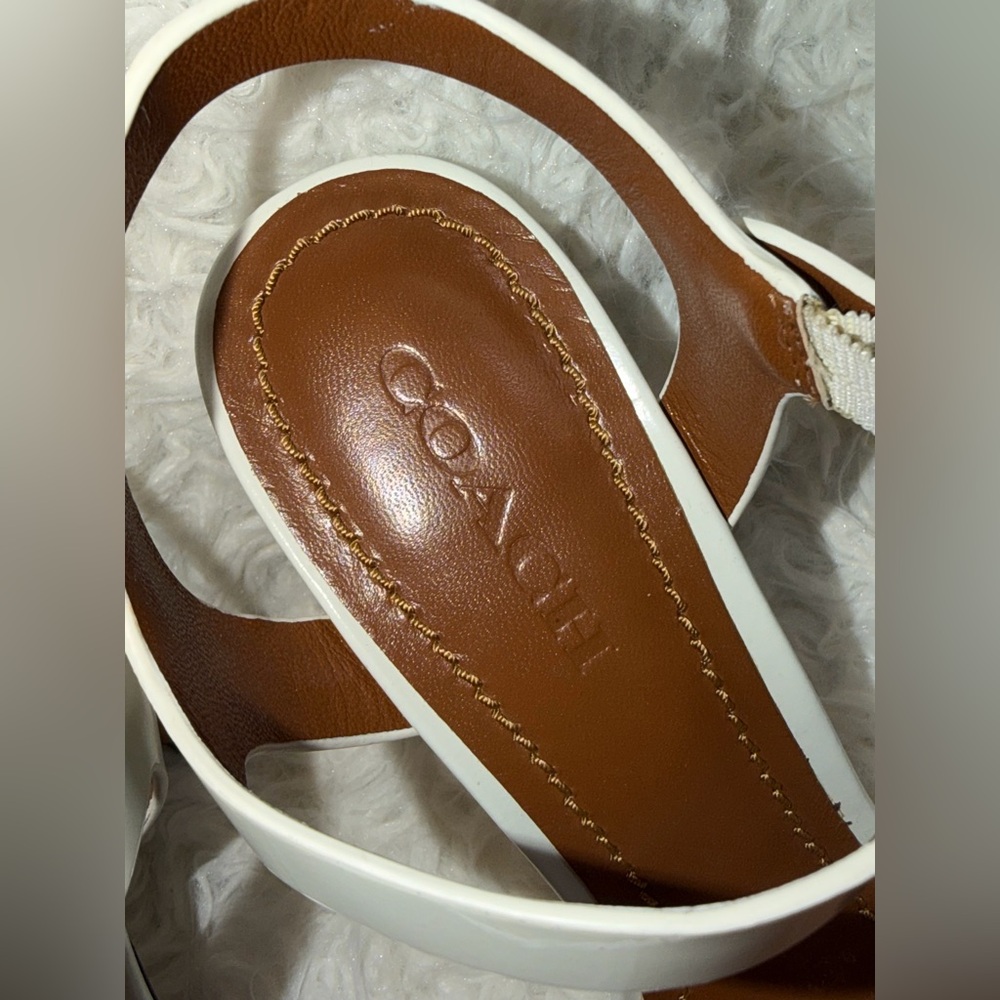 Coach "Bonnie" Slingback Patent Leather White Heeled Sandal sz 8 - Picture 7 of 14